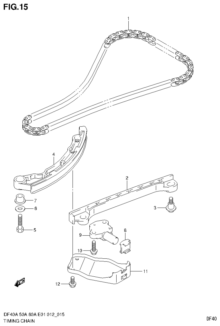 Suzuki DF40AST, DF50A, DF50ATH TIMING CHAIN parts diagram